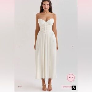 House of CB - Amorata Ivory Pleated Maxi Dress - NWT